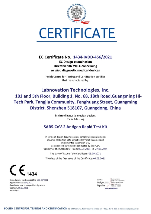Kit Tes Cepat Antgen SARS-CoV-2 Labnovation (Untuk Pengujian Sendiri) Lulus Sertifikat CE