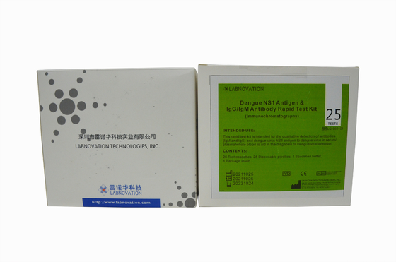ISO13485 25 Tes Dengue Antigen Antibodi Test Kit Untuk NS1 IgM IgG